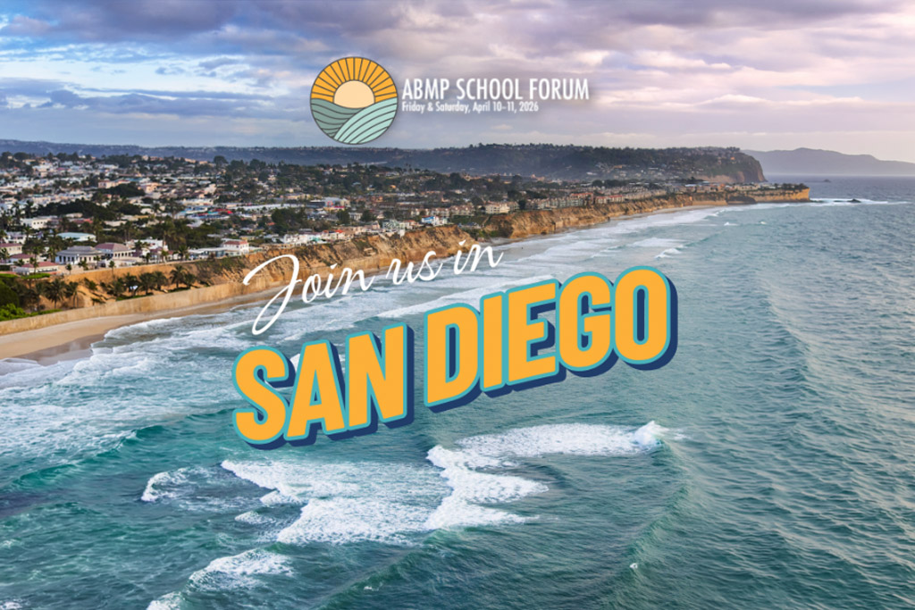 Flyer for AMBP Massage School Education Event San Diego